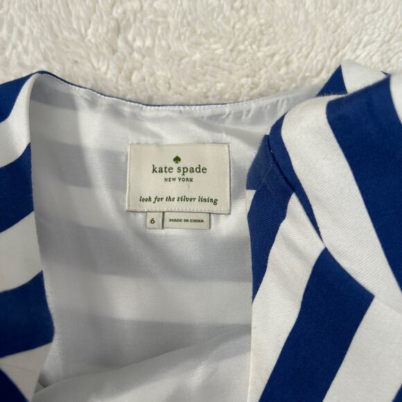 Kate Spade‎ Dress Sz 6 Blue Hyacinth Stripe Cap Sleeve Mariella Costal Luxury - Picture 5 of 7